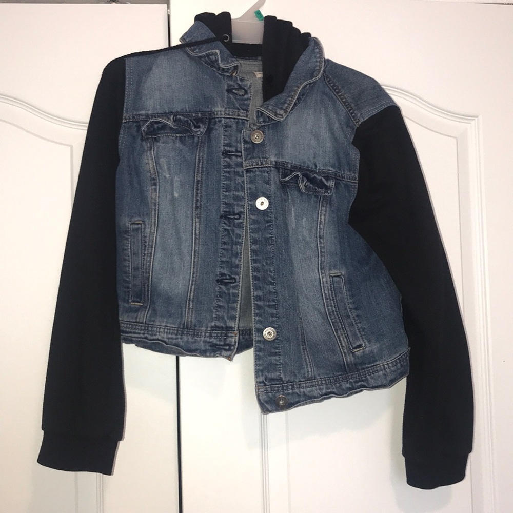 Black and denim hoodie